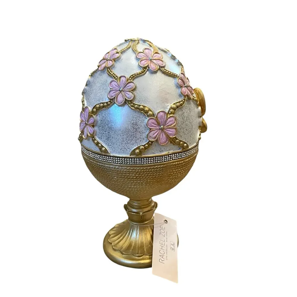 Rachel Zoe Easter Jeweled Rhinestone Embellished 3D Butterfly Pedestal Egg New